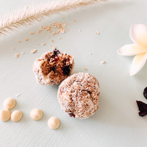 Coconut White Chocolate & Cranberry No Bake Boobie Bliss Balls Recipe